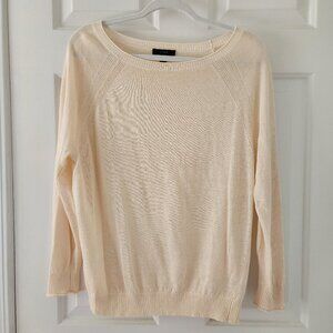 J. Crew Cream Linen Lightweight Crewneck Long Sleeve Sweater - Size S